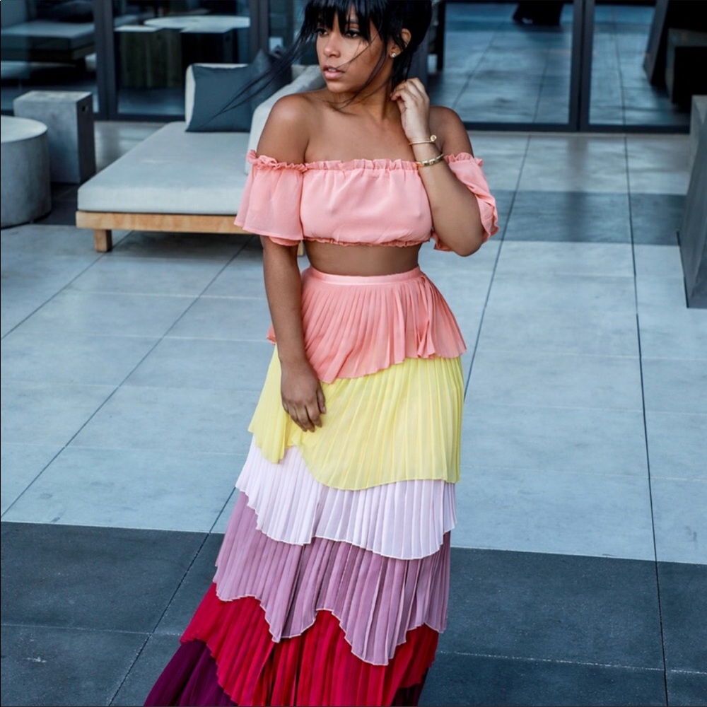 Multi Pleated Color-Block Coord Set Size Small - Picture 5 of 6